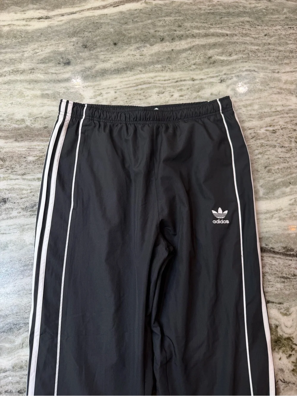 Adidas Black Track Joggers with White Side Stripes